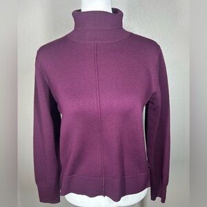 Sea New York Burgundy Turtleneck Sweater Sz XS Old Money Quiet Luxury 100% Wool